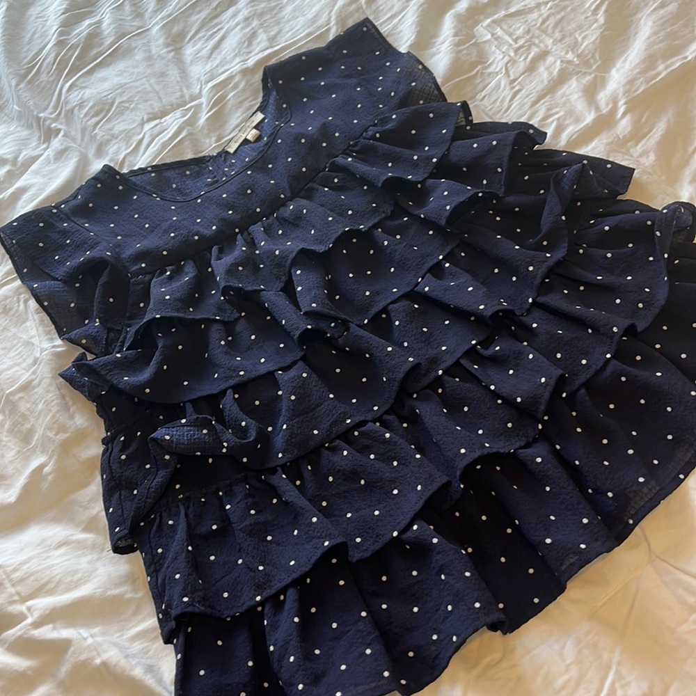Ruffle blouse / dark blue